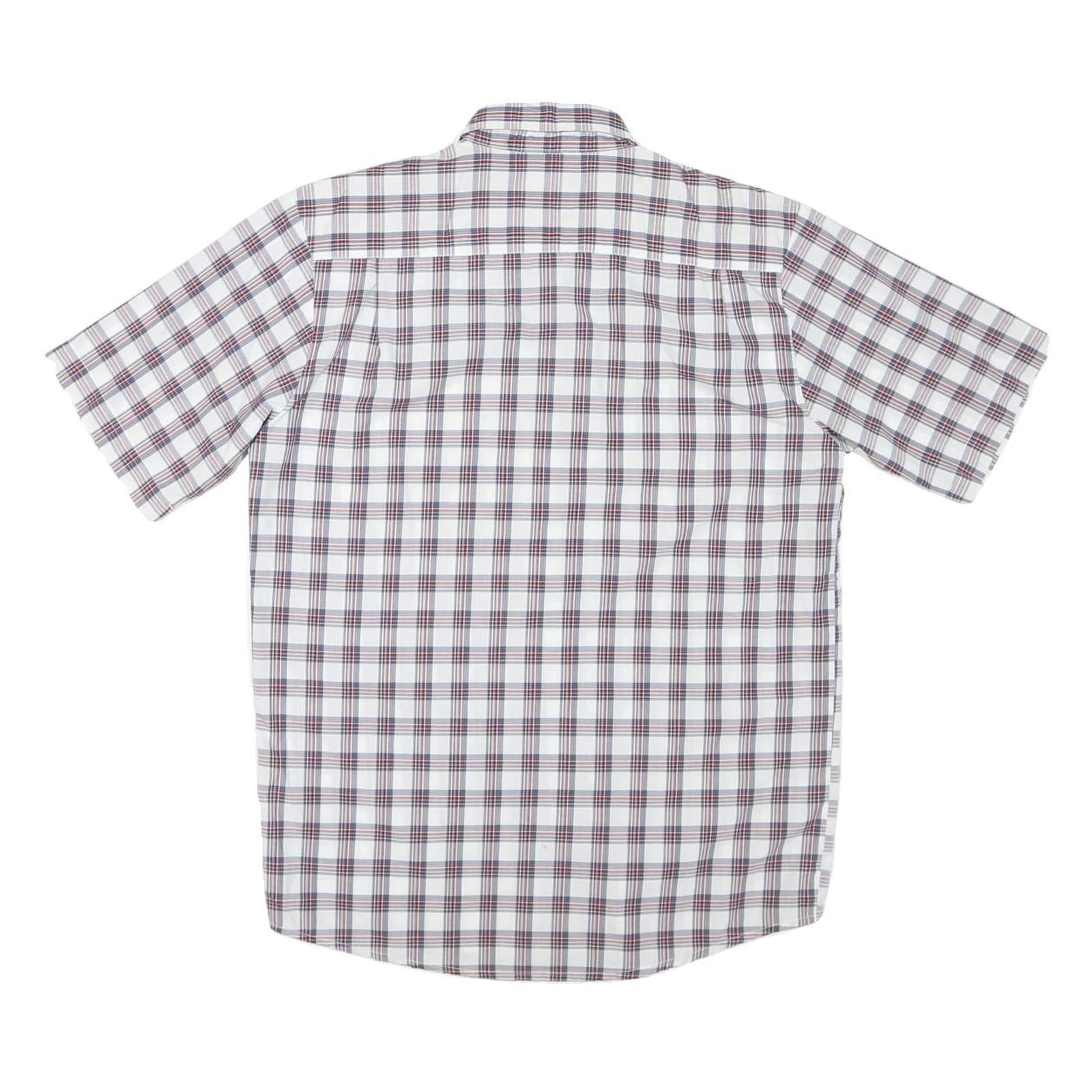 WRANGLER Mens White & Red Check Shirt M Cotton Short Sleeve Casual Summer