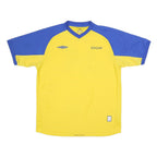 UMBRO Mens Yellow & Blue Sports T-Shirt XL Short Sleeve V-Neck Performance
