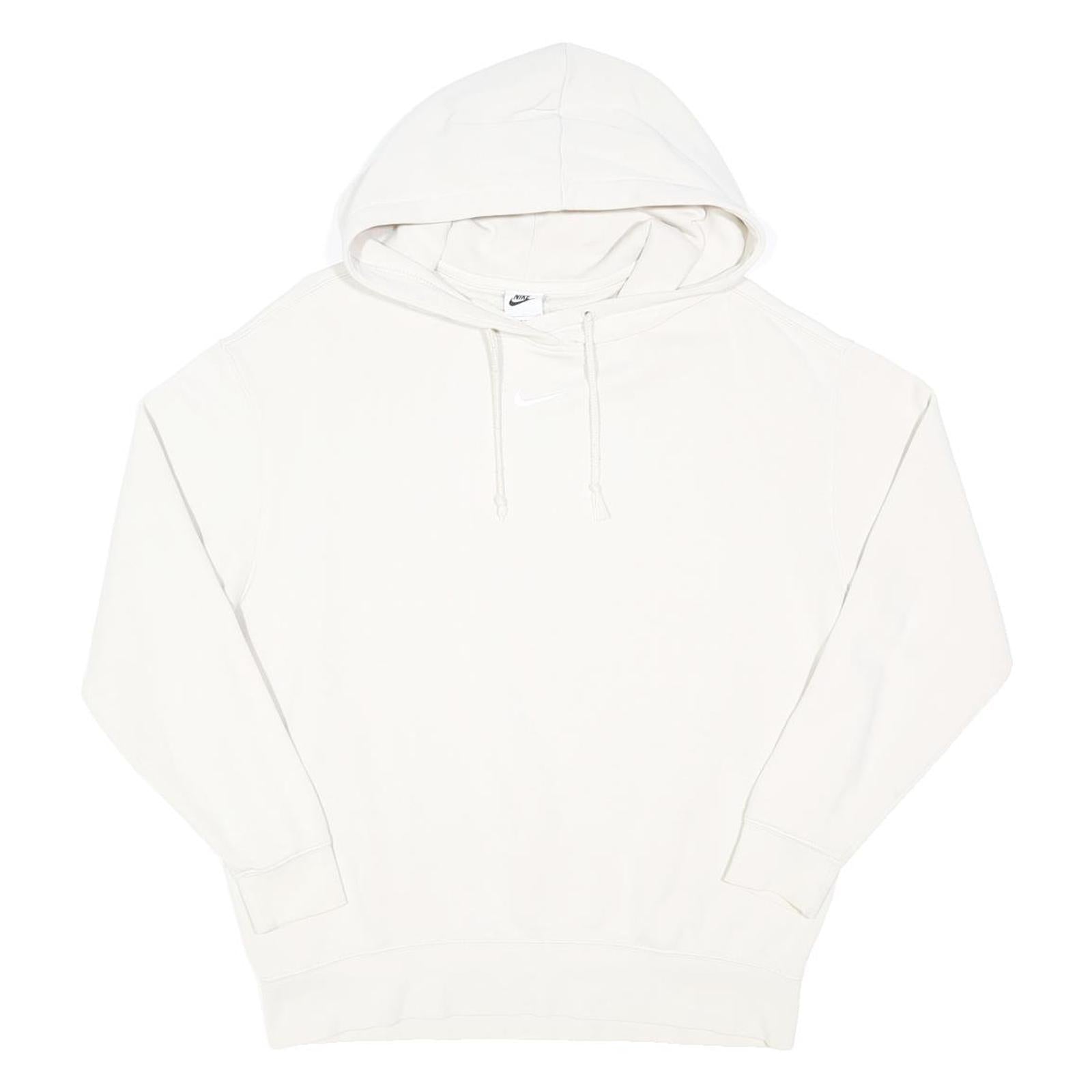 NIKE Womens White Hoodie S Cotton Blend Pullover Casual Sweatshirt