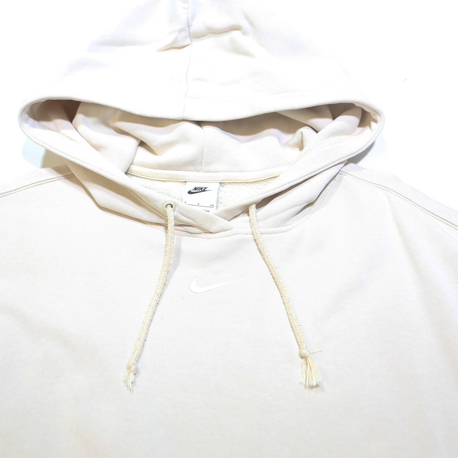 NIKE Womens White Hoodie S Cotton Blend Pullover Casual Sweatshirt