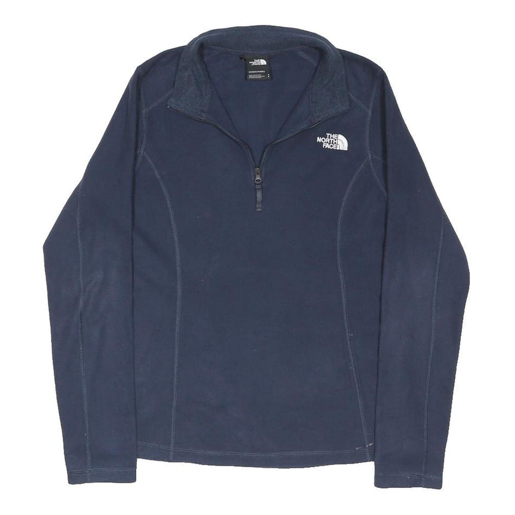 THE NORTH FACE Womens Navy Plain Pullover Quarter Zip Basic Knit S Fleece Jumper