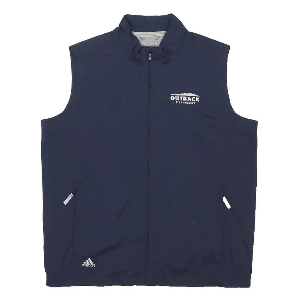 ADIDAS Mens Navy Blue Outdoor Jacket M Polyester Zip Vest Sleeve