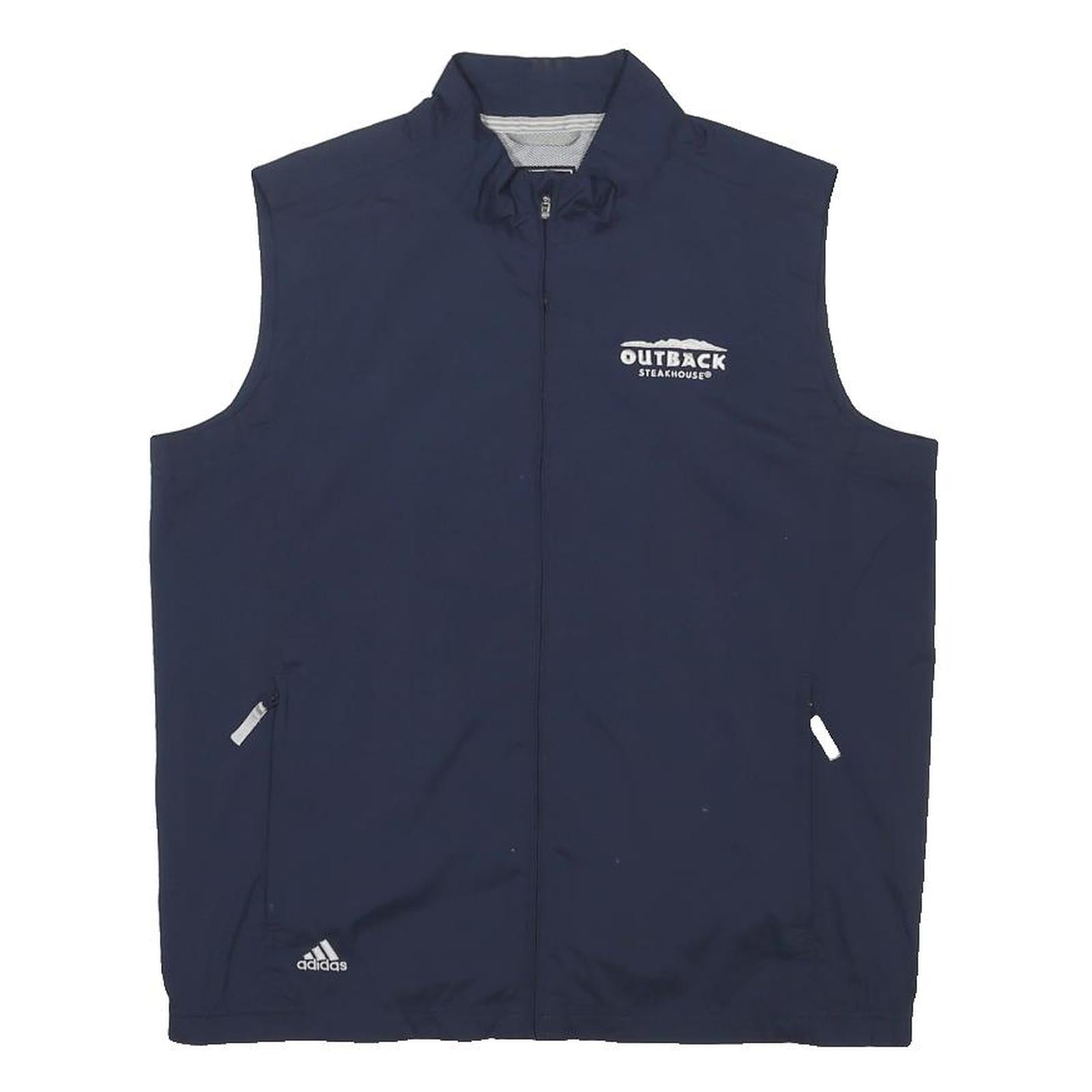 ADIDAS Mens Navy Blue Outdoor Jacket M Polyester Zip Vest Sleeve
