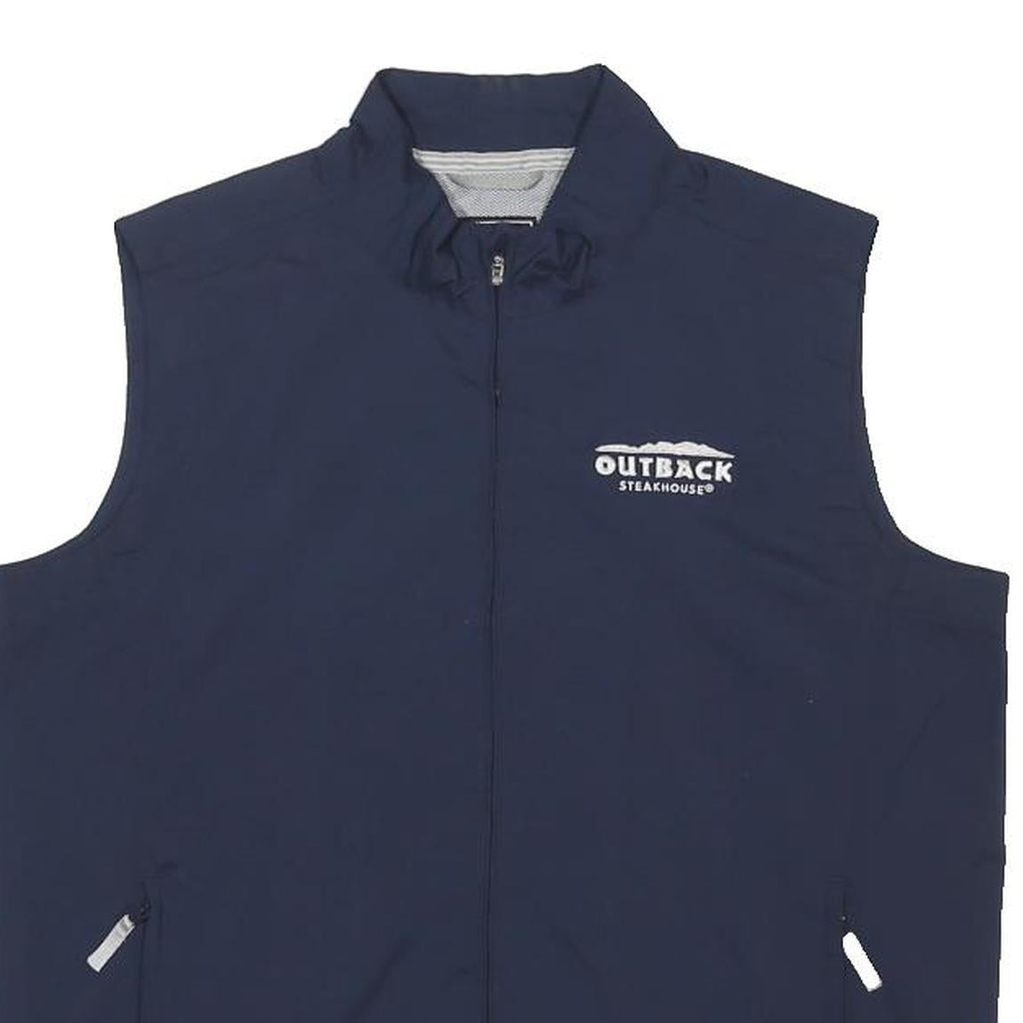 ADIDAS Mens Navy Blue Outdoor Jacket M Polyester Zip Vest Sleeve