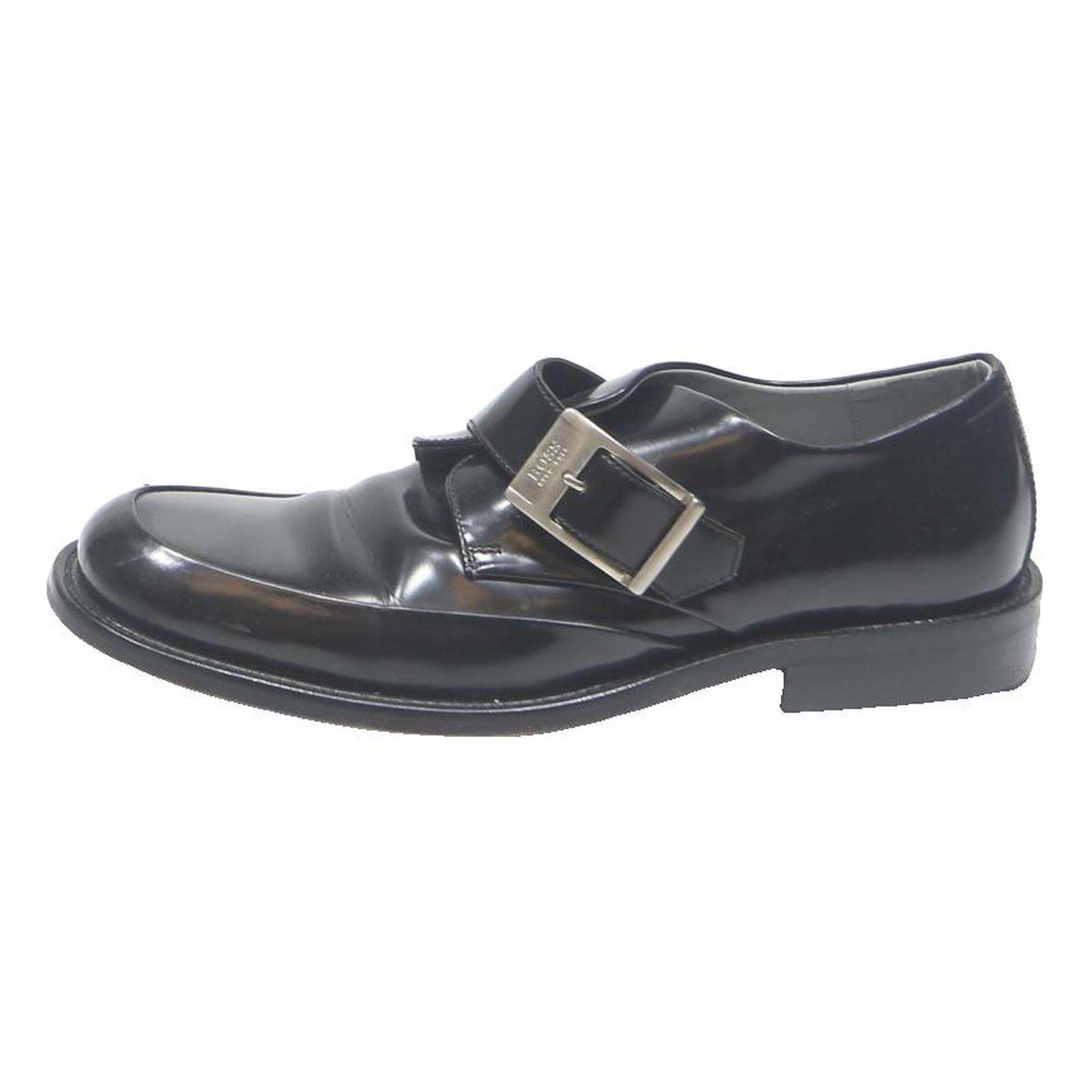 BOSS HUGO BOSS Mens Classic Monk Strap Leather Shoes UK 7 Formal Dress Black