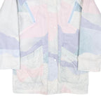 Mens Blue Pink White Abstract Pattern Jacket L Polyester Blend Button Closure