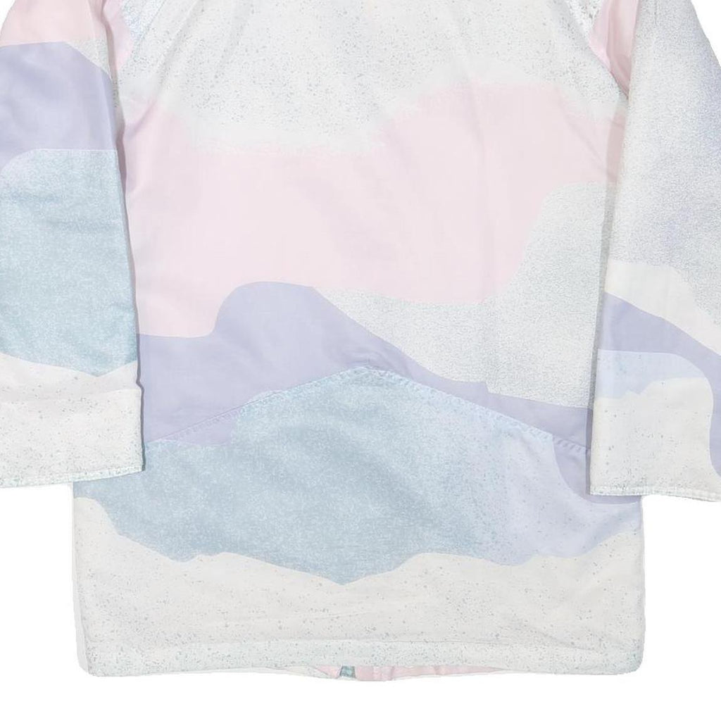 Mens Blue Pink White Abstract Pattern Jacket L Polyester Blend Button Closure