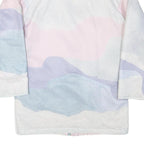 Mens Blue Pink White Abstract Pattern Jacket L Polyester Blend Button Closure