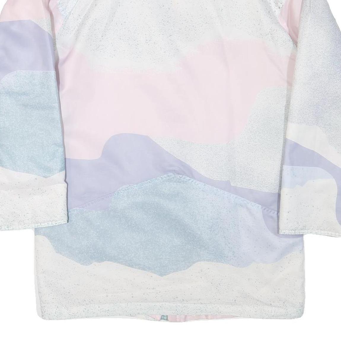 Mens Blue Pink White Abstract Pattern Jacket L Polyester Blend Button Closure