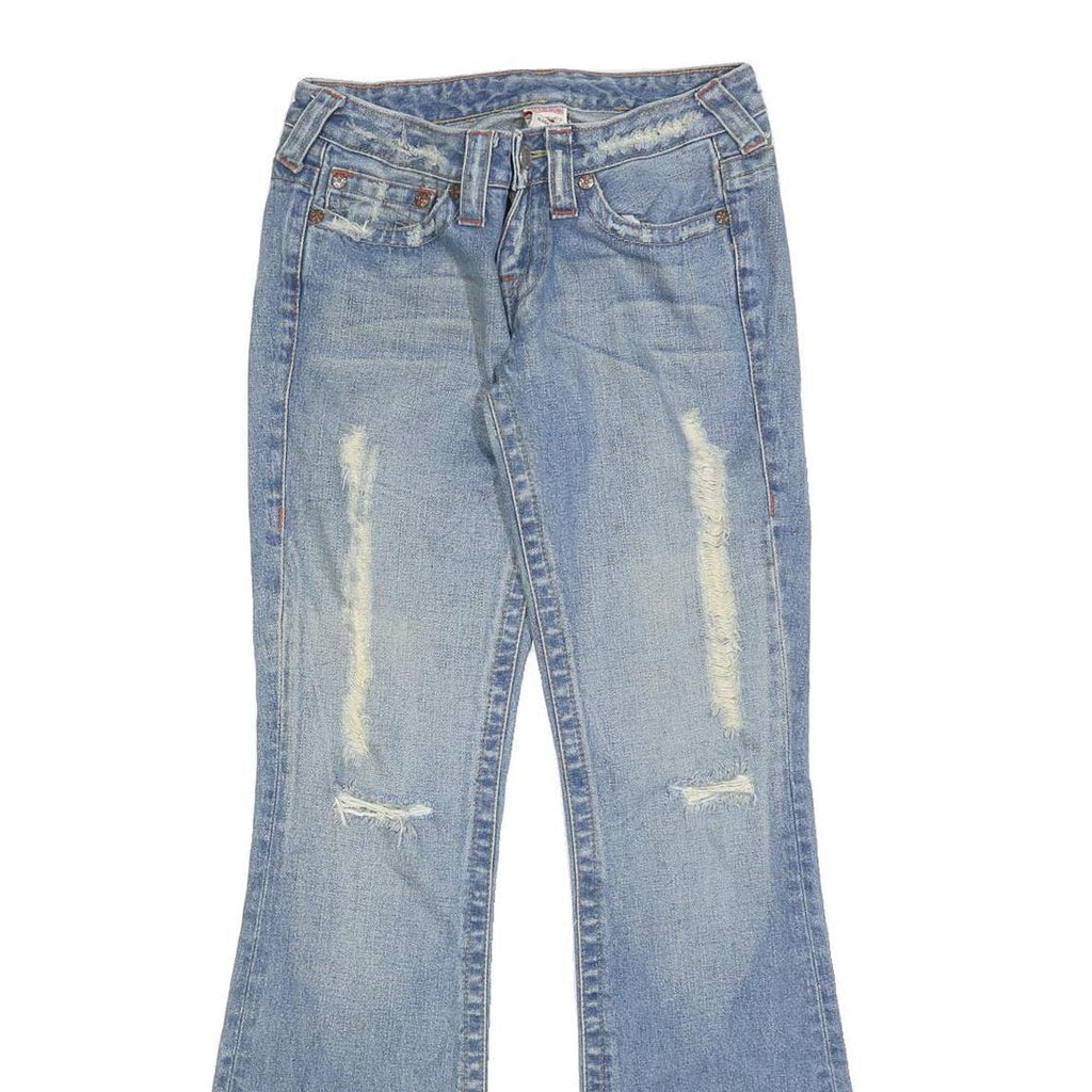 TRUE RELIGION Womens Regular Fit Flared Denim Light W27 L32 Distressed Cotton