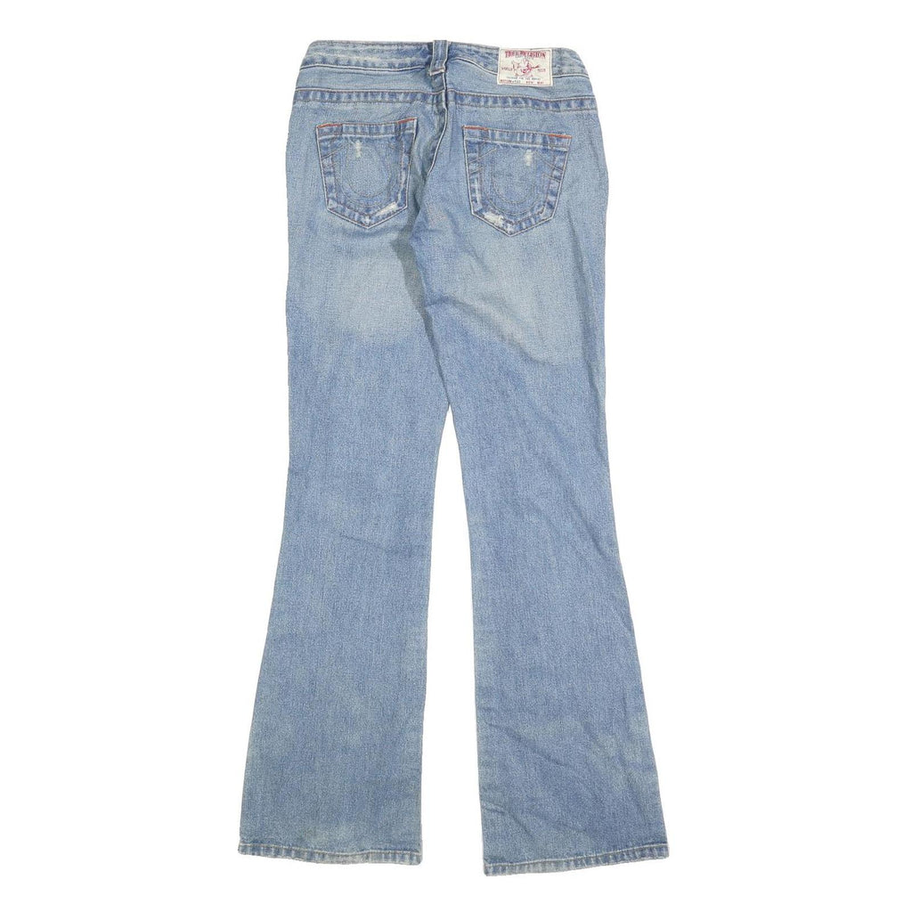 TRUE RELIGION Womens Regular Fit Flared Denim Light W27 L32 Distressed Cotton