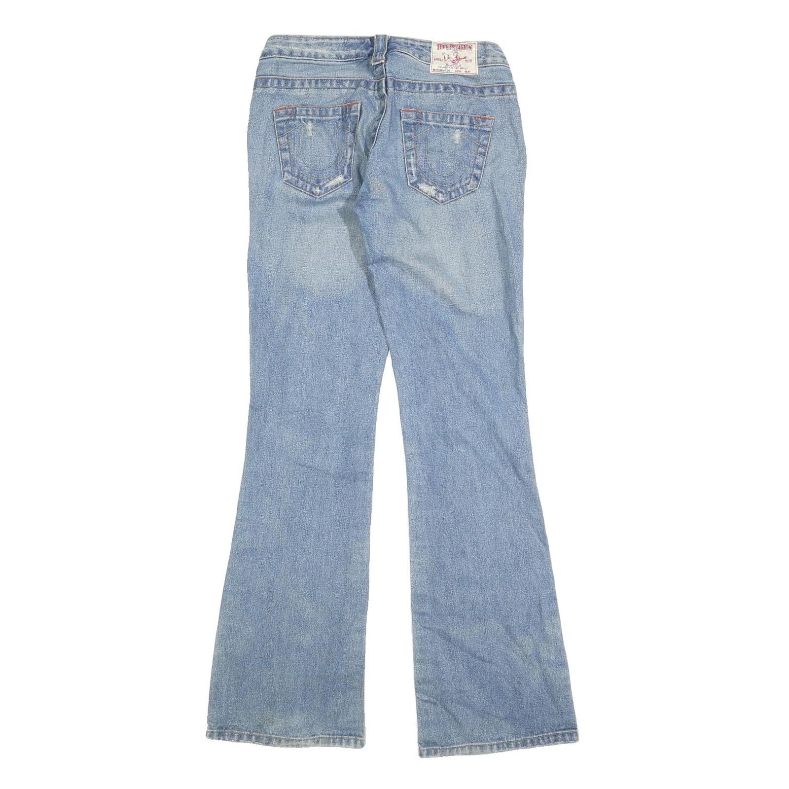 TRUE RELIGION Womens Regular Fit Flared Denim Light W27 L32 Distressed Cotton