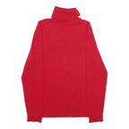 TOMMY HILFIGER Womens Red Patterned Plain Roll Neck Jumper S Cotton Blend
