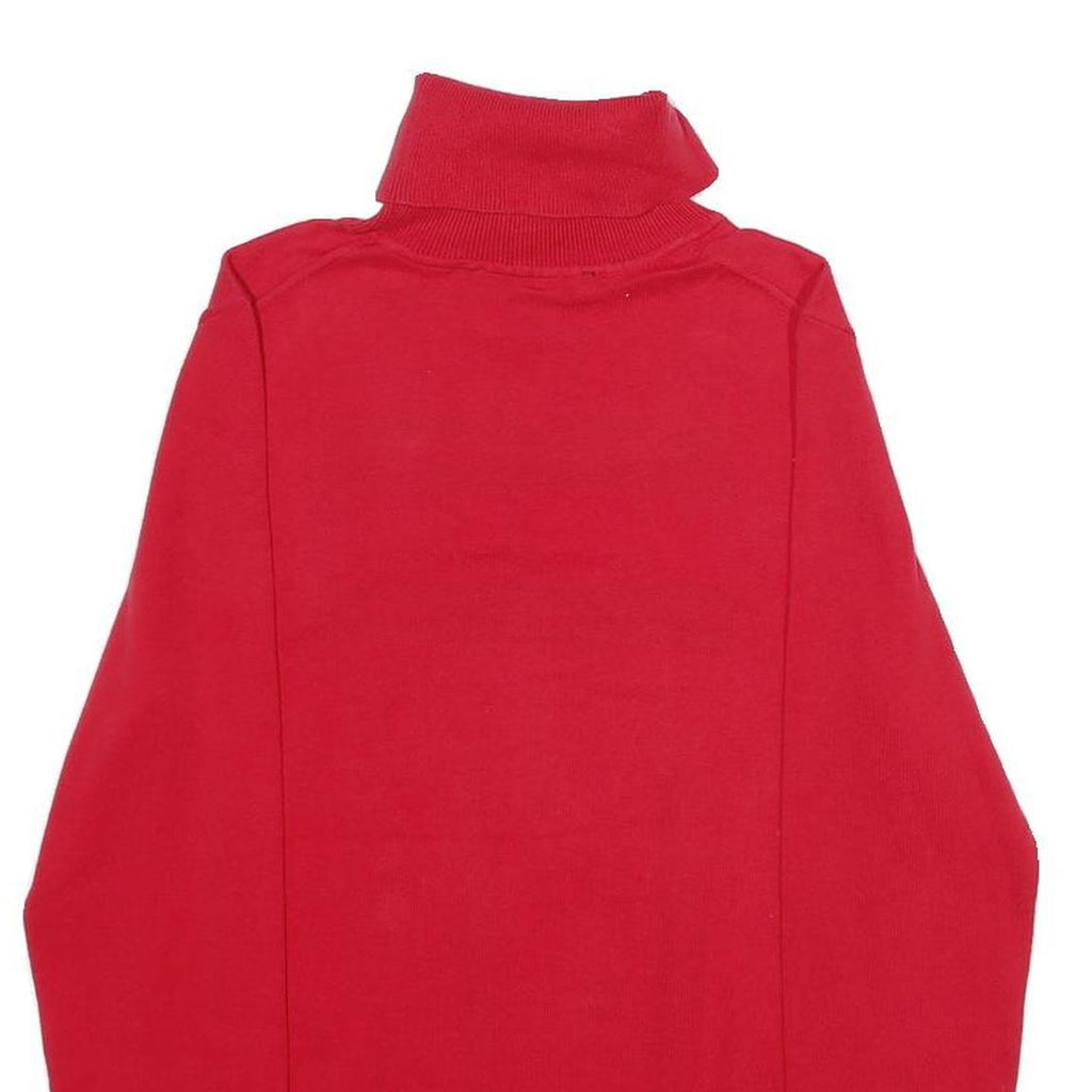 TOMMY HILFIGER Womens Red Patterned Plain Roll Neck Jumper S Cotton Blend
