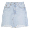 LEVI'S Womens Blue Denim Skater Short Cotton Blend XS Distressed Raw Hem Mini