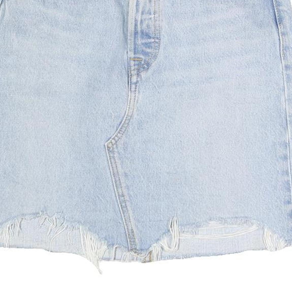 LEVI'S Womens Blue Denim Skater Short Cotton Blend XS Distressed Raw Hem Mini