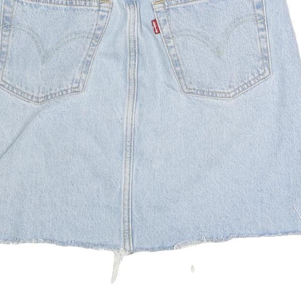 LEVI'S Womens Blue Denim Skater Short Cotton Blend XS Distressed Raw Hem Mini