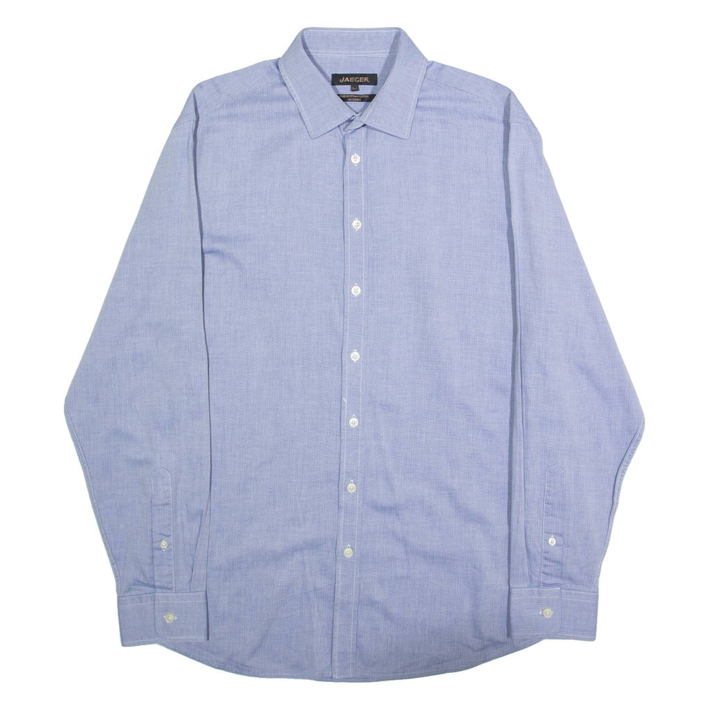 JAEGER Mens Plain Shirt Blue Long Sleeve XL