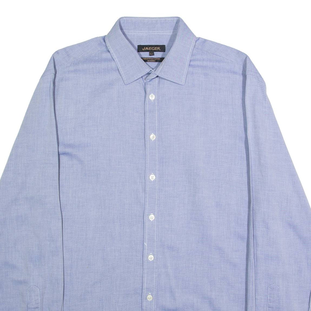 JAEGER Mens Plain Shirt Blue Long Sleeve XL