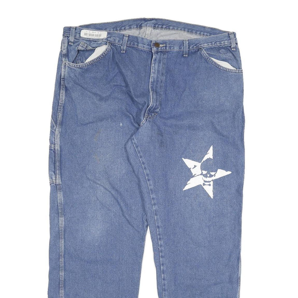 DICKIES Mens Regular Fit Blue Denim Jeans W42 L32 Star Print Cotton Blend