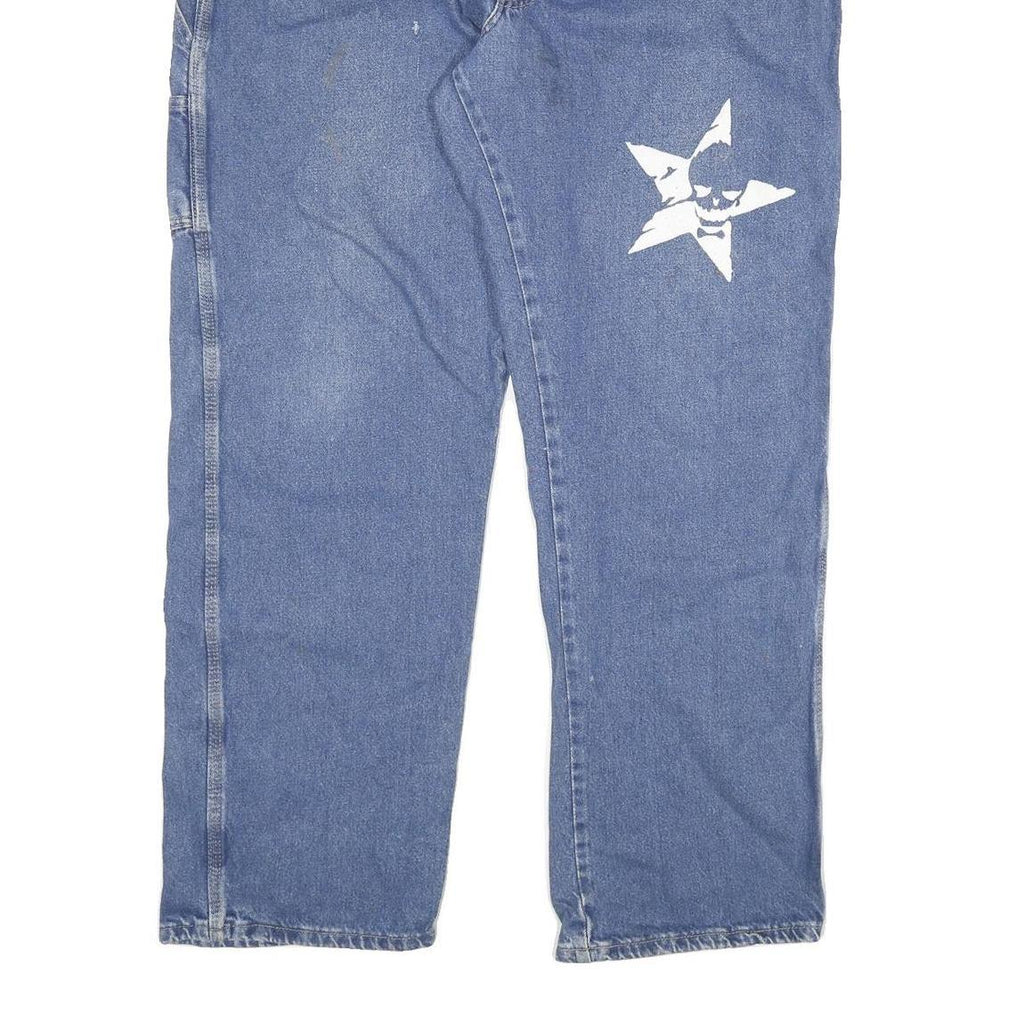 DICKIES Mens Regular Fit Blue Denim Jeans W42 L32 Star Print Cotton Blend