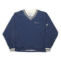 CHAMPION Mens Navy Blue Track Jacket L Polyester Blend V Neck Striped Cuffs