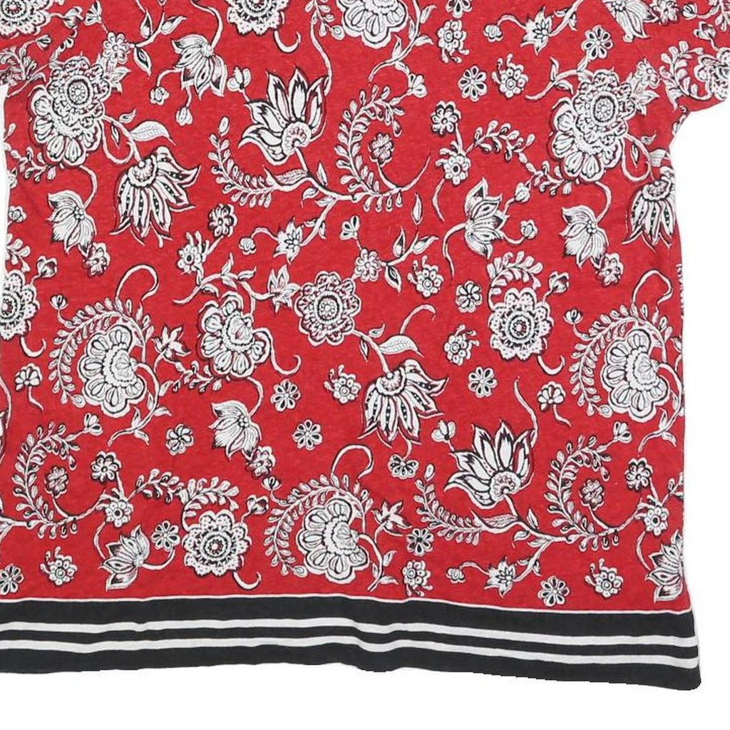 LAUREN RALPH LAUREN Womens Red & White Printed Short Sleeve Round Neck Top 2XL