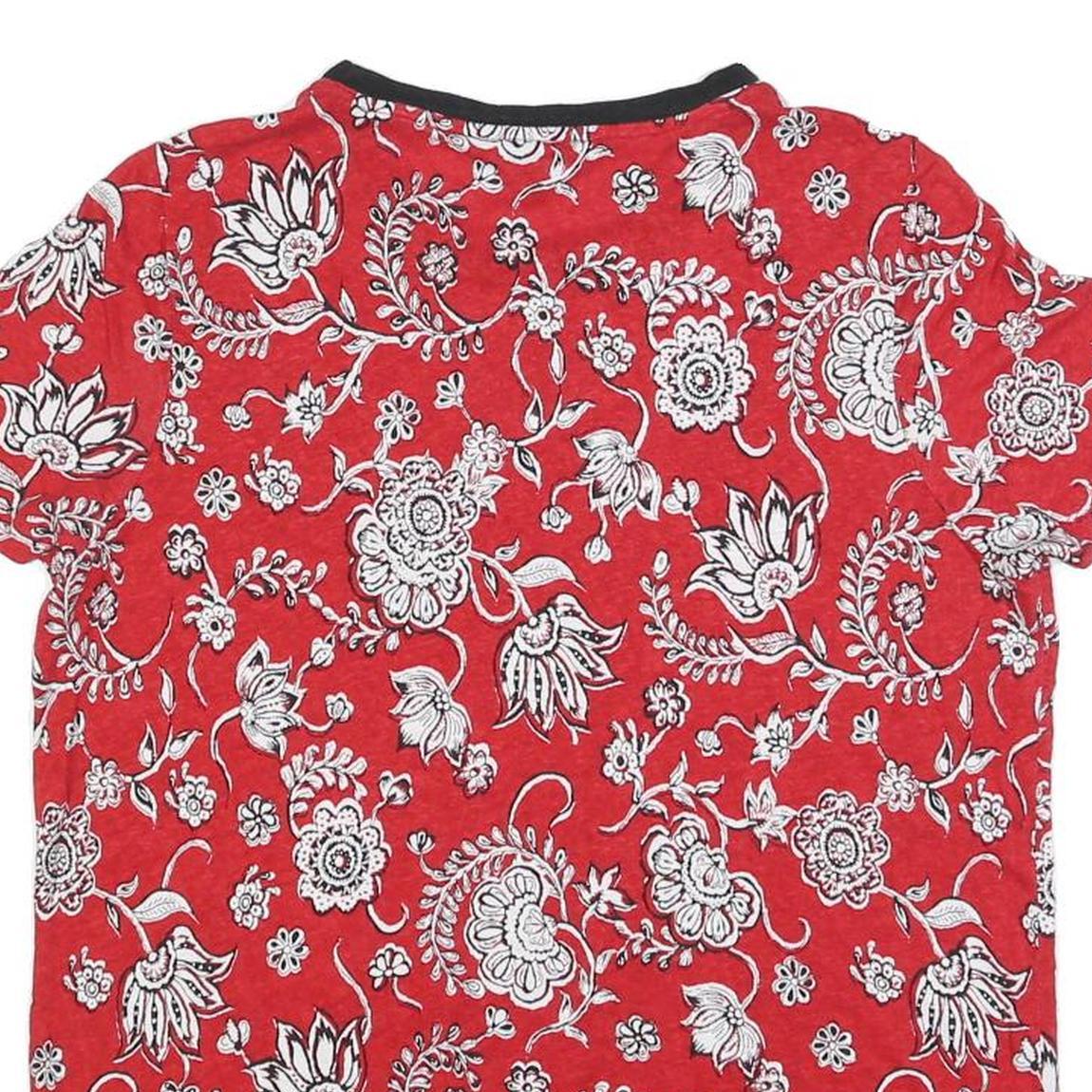 LAUREN RALPH LAUREN Womens Red & White Printed Short Sleeve Round Neck Top 2XL