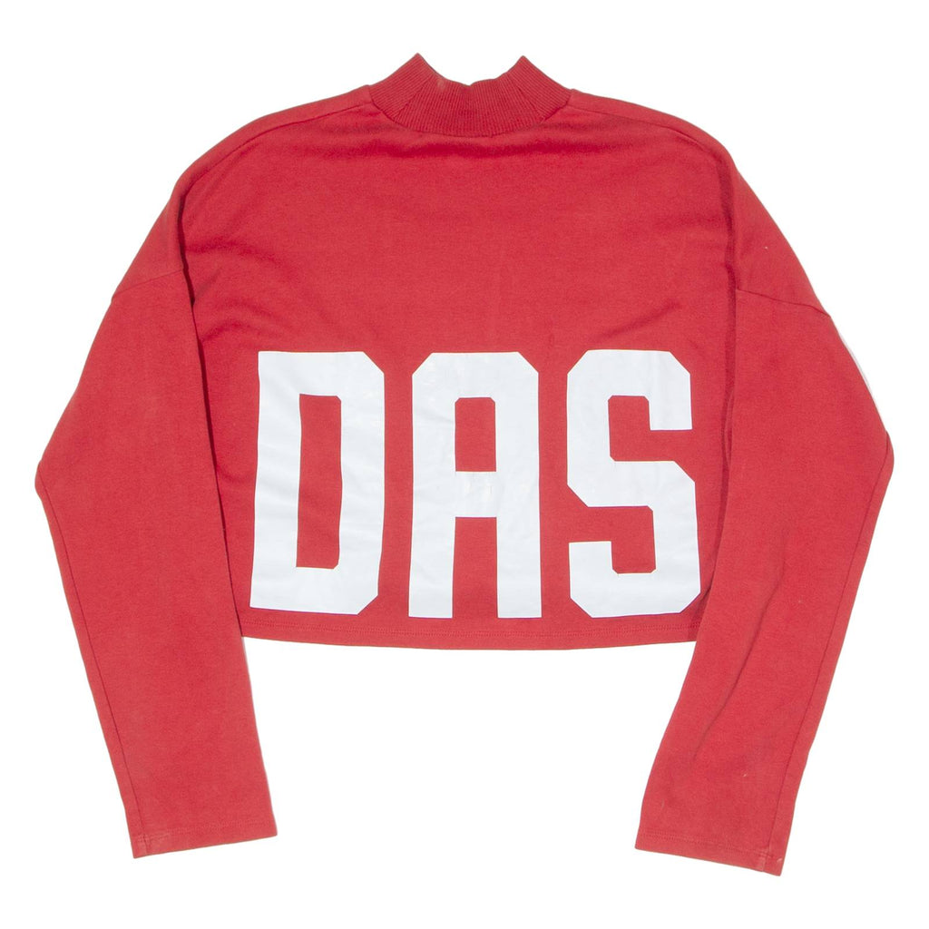 ADIDAS Cropped Womens Sweatshirt Red High Neck UK 8