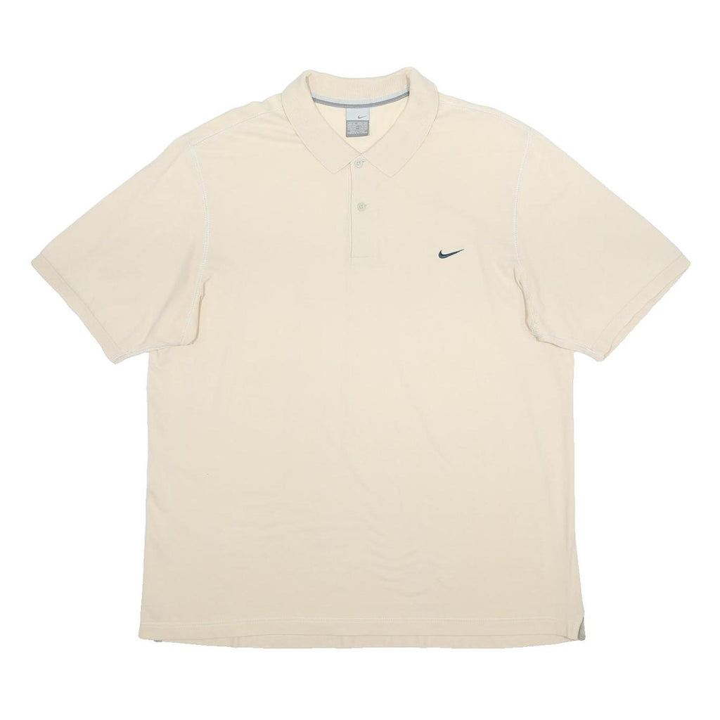 NIKE Mens Cream Polo Shirt Short Sleeve Plain XL Cotton Blend Jersey Sports