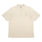 NIKE Mens Cream Polo Shirt Short Sleeve Plain XL Cotton Blend Jersey Sports