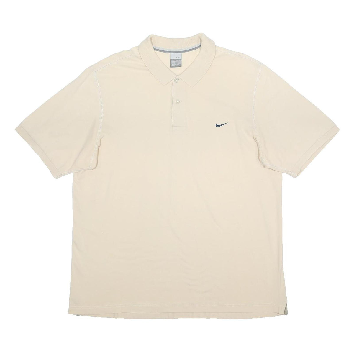 NIKE Mens Cream Polo Shirt Short Sleeve Plain XL Cotton Blend Jersey Sports