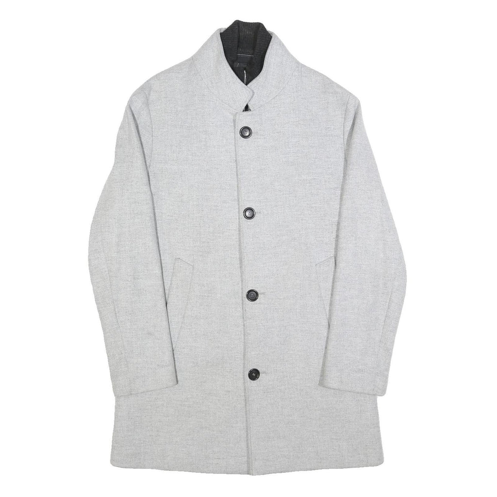 ZARA Mens Grey Button Jacket S Polyester Blend Plain Elegant Lightweight