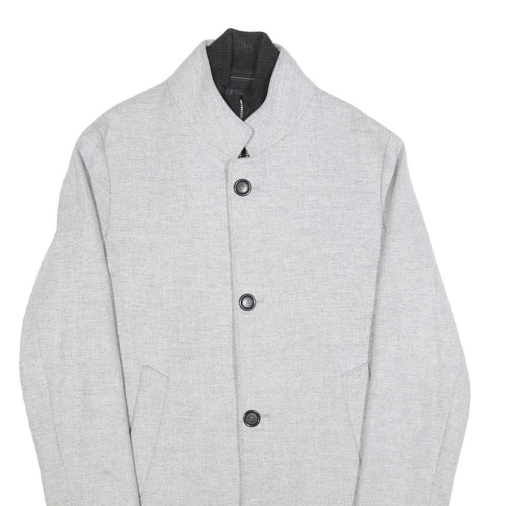 ZARA Mens Grey Button Jacket S Polyester Blend Plain Elegant Lightweight