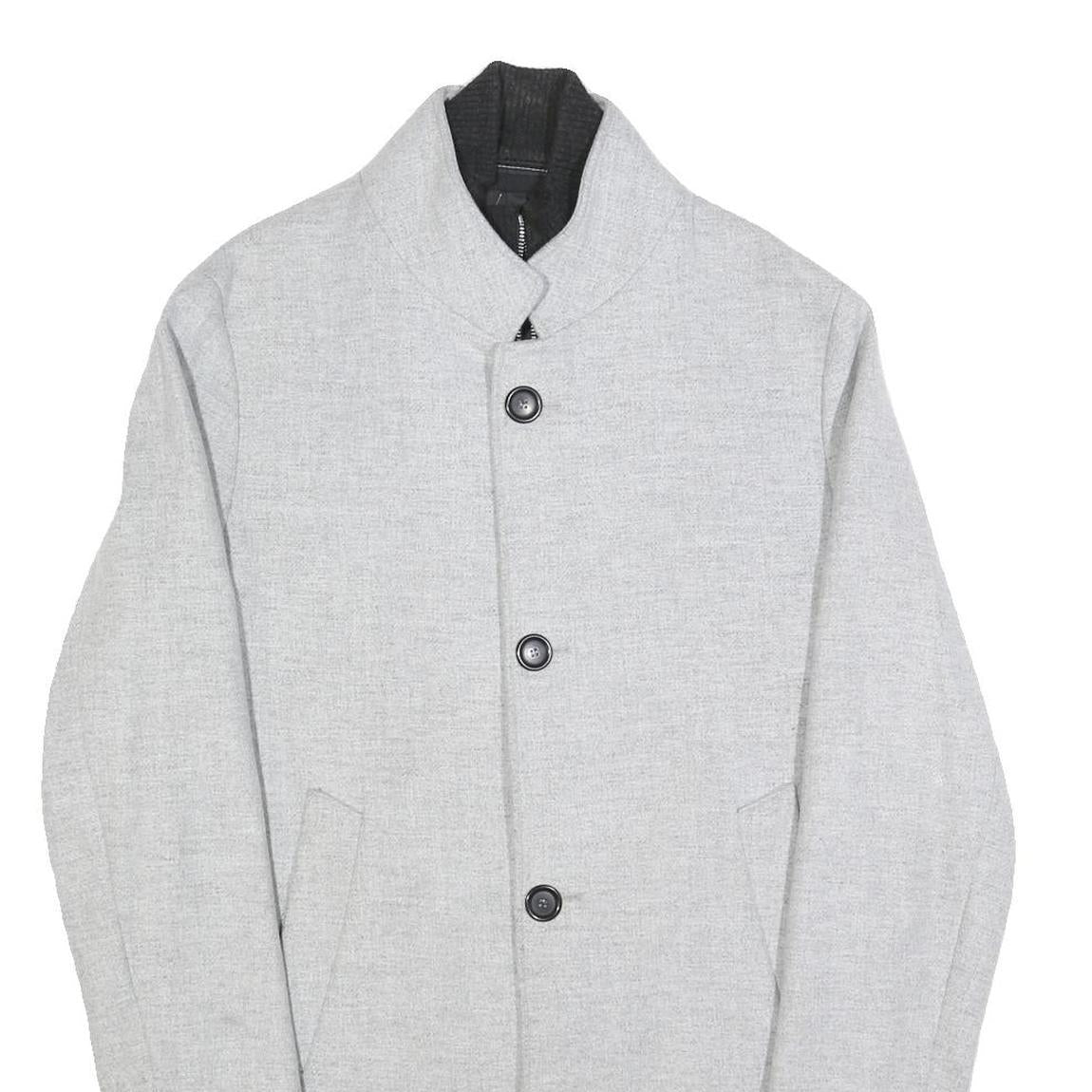 ZARA Mens Grey Button Jacket S Polyester Blend Plain Elegant Lightweight