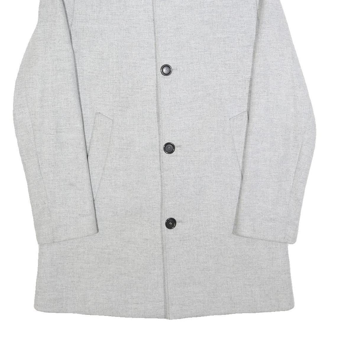 ZARA Mens Grey Button Jacket S Polyester Blend Plain Elegant Lightweight