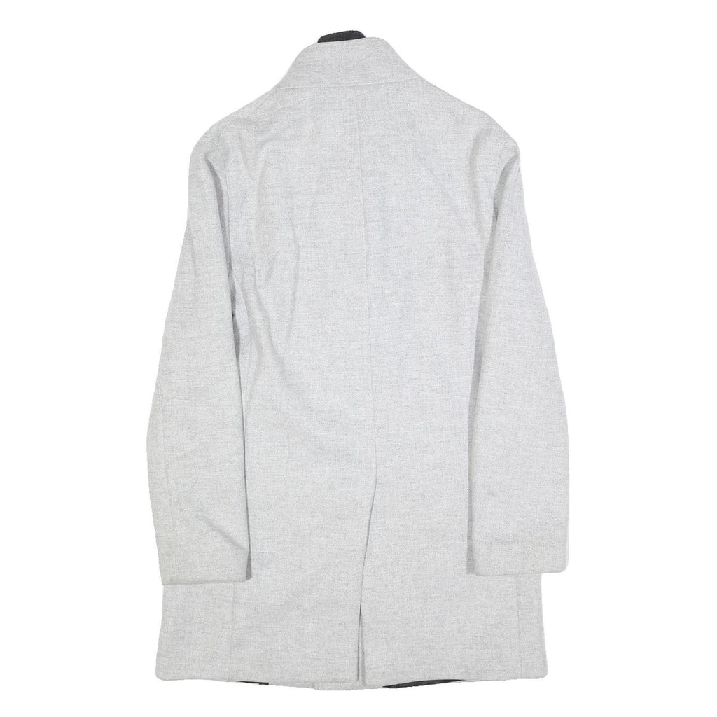 ZARA Mens Grey Button Jacket S Polyester Blend Plain Elegant Lightweight