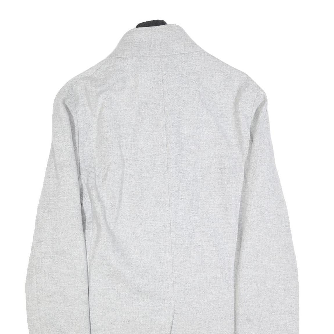 ZARA Mens Grey Button Jacket S Polyester Blend Plain Elegant Lightweight