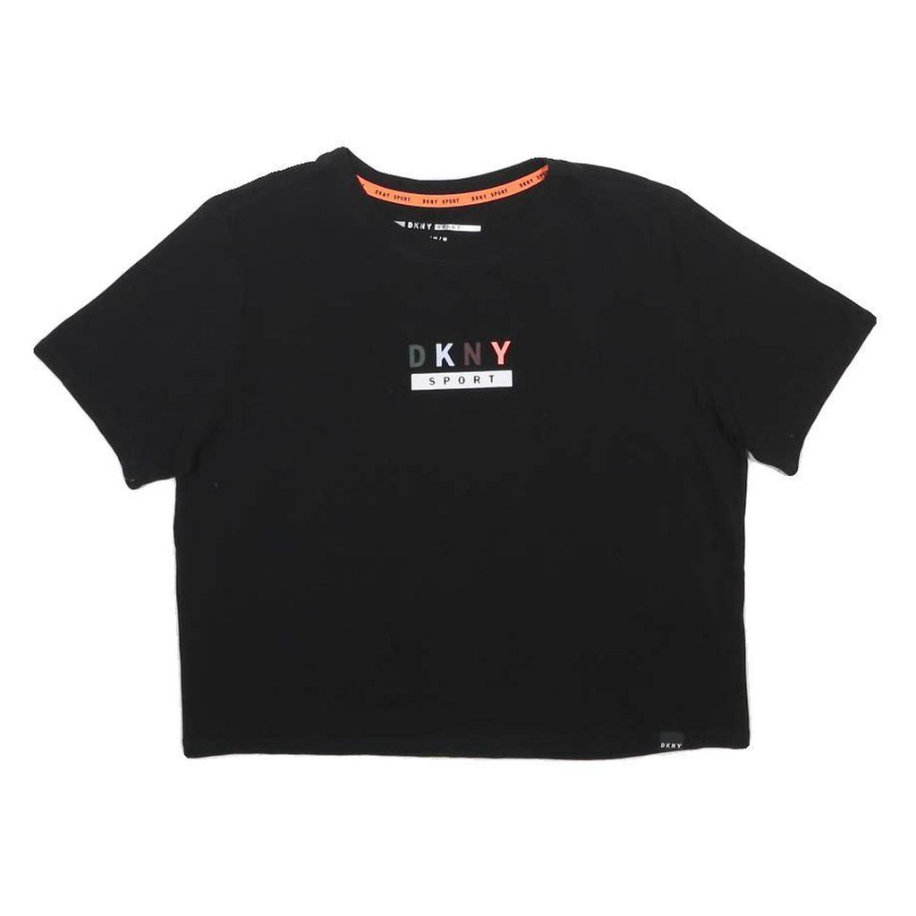 DKNY Womens Black Sport T-Shirt M Short Sleeve Crew Neck Logo Print