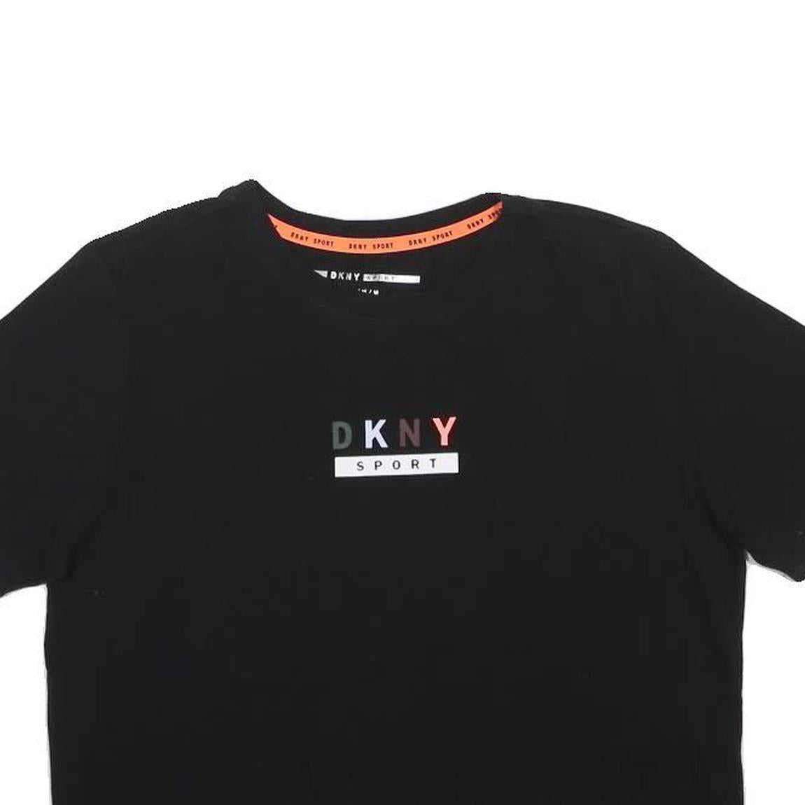 DKNY Womens Black Sport T-Shirt M Short Sleeve Crew Neck Logo Print