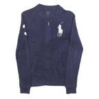 POLO RALPH LAUREN Girls Navy Patterned Jumper Crew Neck Basic Knit M Zip Front
