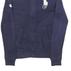 POLO RALPH LAUREN Girls Navy Patterned Jumper Crew Neck Basic Knit M Zip Front