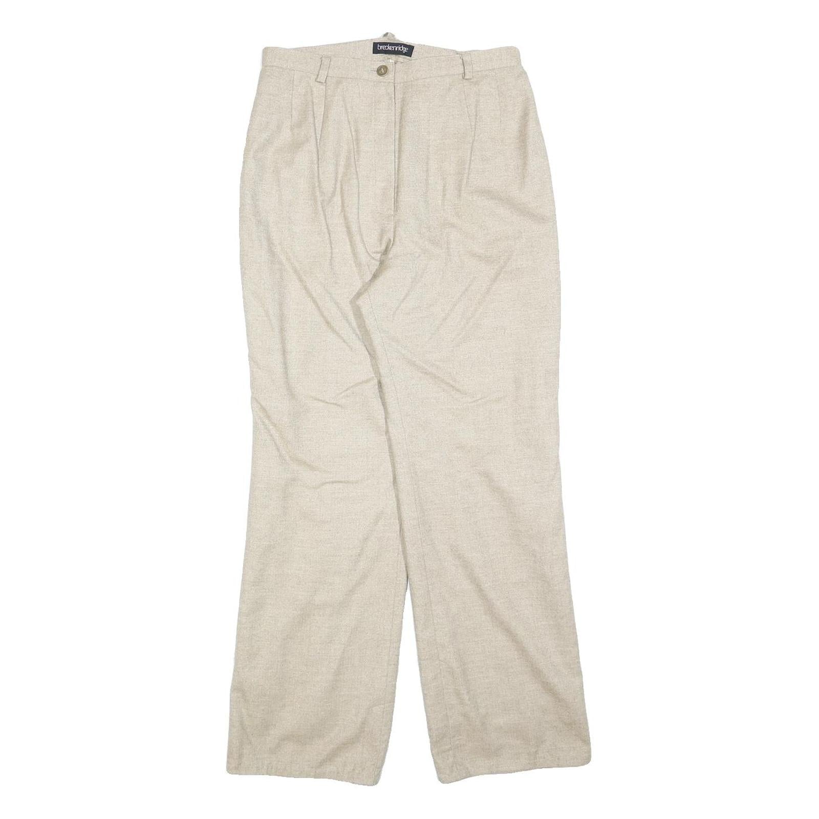 BRECKENRIDGE Womens Beige Regular Fit Wide-Leg Trousers W26 L28 Classic Casual