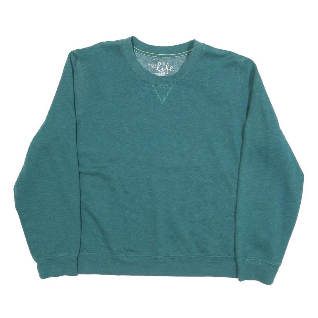 MADE FOR LIFE Womens Teal Sweatshirt Crew Neck XL Relaxed Fit Cotton Blend