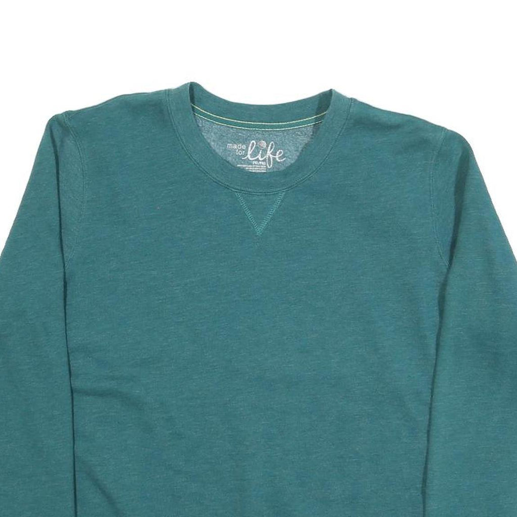 MADE FOR LIFE Womens Teal Sweatshirt Crew Neck XL Relaxed Fit Cotton Blend