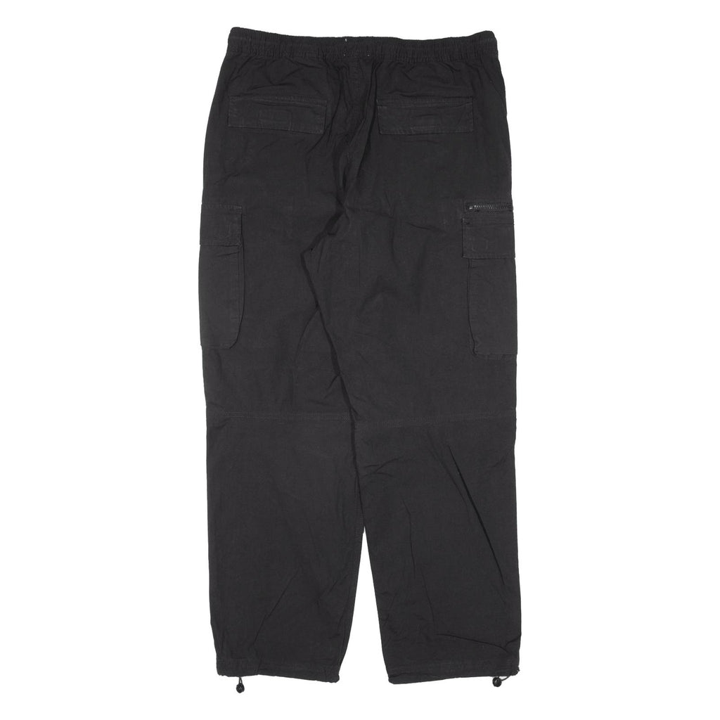 H&M Cargo Womens Trousers Black Relaxed Straight W33 L28