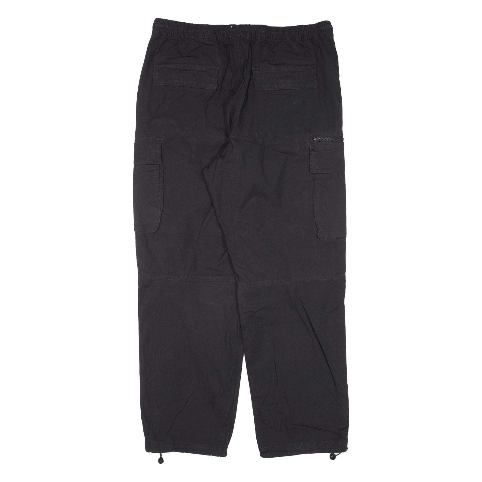 H&M Cargo Womens Trousers Black Relaxed Straight W33 L28