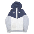 NIKE Womens Navy Blue & White Colourblock Hooded Jacket XL Polyester Zip
