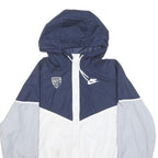 NIKE Womens Navy Blue & White Colourblock Hooded Jacket XL Polyester Zip