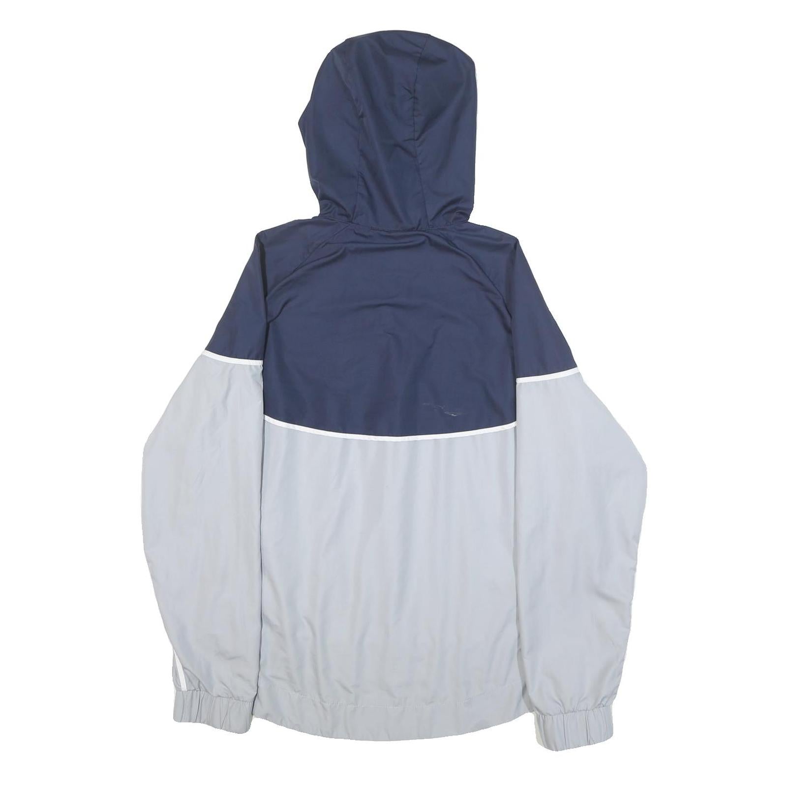 NIKE Womens Navy Blue & White Colourblock Hooded Jacket XL Polyester Zip